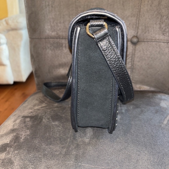 Kate Spade Black Suede Studded Crossbody Shoulder Handbag - Picture 4 of 6